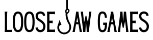 Loosejaw games logo: Quirky text with a hook instead of a "J".